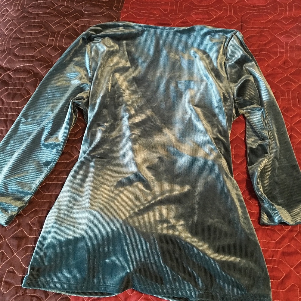Express One Eleven Velvet Ribbed Surplice Top - Picture 3 of 3